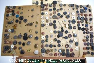 Vintage Collection of Buttons, Most Mounted on Card Board. 