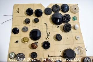 Vintage Collection of Buttons, Most Mounted on Card Board. 