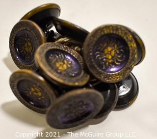 Collection of Vintage Buttons Including Carved Jet Glass, Bakelite and Clear Lucite Deco Accents. 