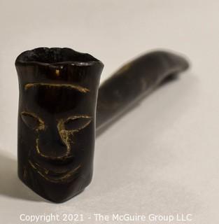 South Pacific Black Coral Opium Pipe.  Measures approximately 3" long.