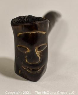 South Pacific Black Coral Opium Pipe.  Measures approximately 3" long.