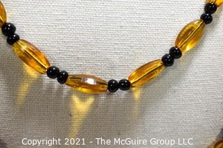 Vintage 52" Double Wrap Czechoslovakian Glass Bead Necklace with Matching Dangle Earrings.  