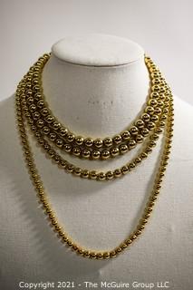 Three (3) Gold Tone Costume Jewelry Bead Necklaces. 