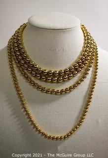 Three (3) Gold Tone Costume Jewelry Bead Necklaces. 