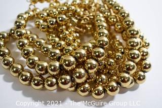 Three (3) Gold Tone Costume Jewelry Bead Necklaces. 