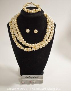 Group of Faux Pearl Jewelry Including Trifari.