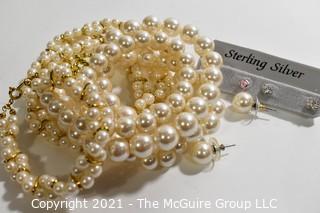 Group of Faux Pearl Jewelry Including Trifari.