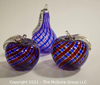 Three (3) Murano Hand Blown Glass Decorative Items.  