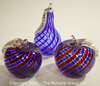 Three (3) Murano Hand Blown Glass Decorative Items.  