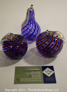 Three (3) Murano Hand Blown Glass Decorative Items.  