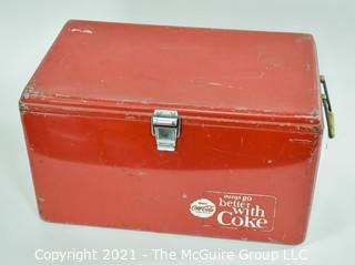 Vintage Red Mid Century "Things Go Better With Coke" Coca-Cola Ice Chest; 13D x 22W x 12 1/2"T