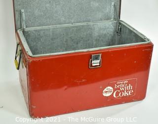 Vintage Red Mid Century "Things Go Better With Coke" Coca-Cola Ice Chest; 13D x 22W x 12 1/2"T