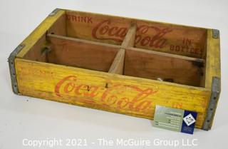 Yellow and Red Coca-Cola Wooden Bottle Crate; 12 x 18 x 4" 