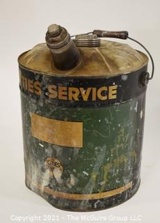 Vintage 5 Gallon "Cities Service" Fuel Can with Spout & Handle. 