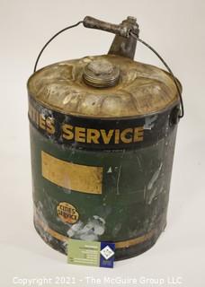 Vintage 5 Gallon "Cities Service" Fuel Can with Spout & Handle. 