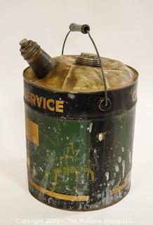 Vintage 5 Gallon "Cities Service" Fuel Can with Spout & Handle. 