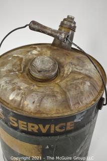 Vintage 5 Gallon "Cities Service" Fuel Can with Spout & Handle. 