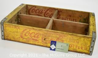 Yellow and Red Coca-Cola Coke Wooden Bottle Crate 