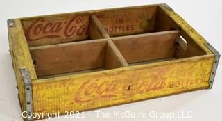 Yellow and Red Coca-Cola Coke Wooden Bottle Crate 