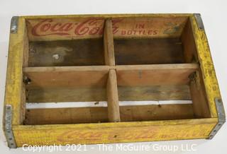 Yellow and Red Coca-Cola Coke Wooden Bottle Crate 