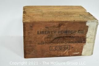 Wooden Finger Jointed Box High Explosives Box Stenciled "Liberty Powder Co.", Pittsburg, PA; 10 x 13 x 18"