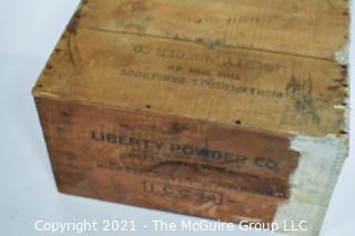 Wooden Finger Jointed Box High Explosives Box Stenciled "Liberty Powder Co.", Pittsburg, PA; 10 x 13 x 18"