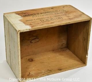 Wooden Finger Jointed Box High Explosives Box Stenciled "Liberty Powder Co.", Pittsburg, PA; 11 x 13 x 18"