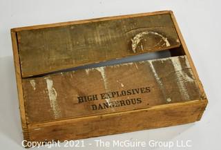 Wooden Finger Jointed Box Dynamite Box Stenciled "High Explosives- Dangerous"; 12 X 18 X 4"T. 