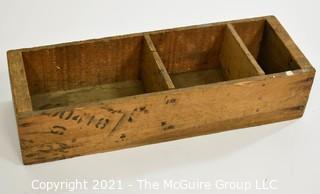 Vintage Wooden Box with compartments; 6 x 18 x 4" 