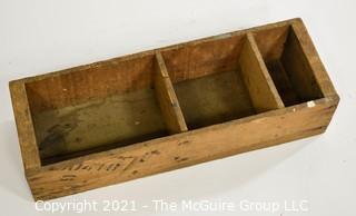 Vintage Wooden Box with compartments; 6 x 18 x 4" 