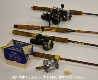 Collection of (4) Fishing Poles with Reels, some Garcia Mitchell. 