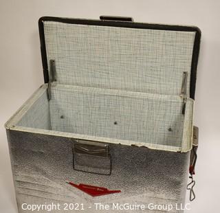 Vintage Mid Century Ribben Aluminum Thermaster Cooler Ice Chest by Poloron; 13D x 22W x 16"T 