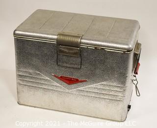 Vintage Mid Century Ribben Aluminum Thermaster Cooler Ice Chest by Poloron; 13D x 22W x 16"T 