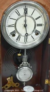 Antique Victorian Parlor Mantel Clock in Fretwork Wood Case, Waterbury Clock Co. 