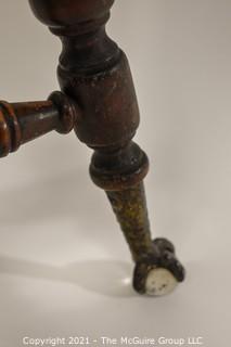 Mahogany Piano Stool with Brass Claw and Glass Feet; made by A. Merriam and Co., MASS