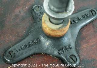 Mahogany Piano Stool with Brass Claw and Glass Feet; made by A. Merriam and Co., MASS