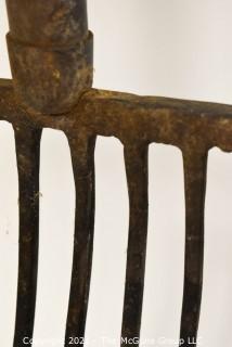 Vintage Primitive 11 Tine Pitch Fork or Silage Fork.  It measures approximately 44"T 