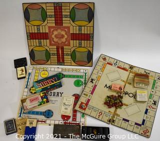 Vintage Board & Card Games Including Monopoly, Sorry, Parcheesee and Rook.    