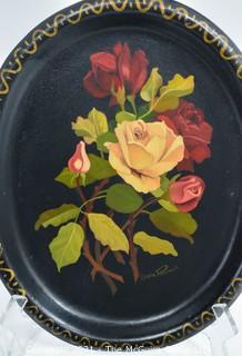 Assorted 4 handpainted toleware tin trays ~ 12 x 14"