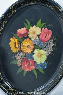 Assorted 4 handpainted toleware tin trays ~ 12 x 14"