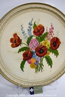 Large Hand painted Toleware Tray; 22" diameter  