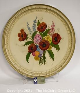 Large Hand painted Toleware Tray; 22" diameter  