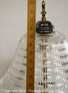 Large 36" Tall Table Lamp - Silver And Brass With Glass Shade; Made Bythe Beacon Lamp Co. of NY 