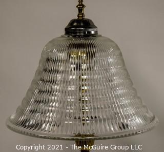 Large 36" Tall Table Lamp - Silver And Brass With Glass Shade; Made Bythe Beacon Lamp Co. of NY 