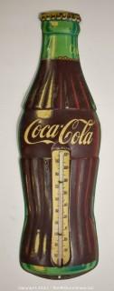 Vintage Coca Cola Coke Thermometer Metal Sign.  Made by Robertson. It measures approximately 16" long. 