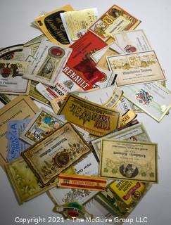 Group of Vintage Wine, Whiskey and Alcohol Bottle Labels.  