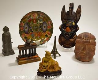 Group of Souvenir Items from China, Germany Etc.  Includes Iron Maiden and Cigar Label Glass Bowl