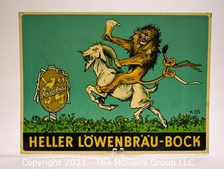 Vintage Metal Heller Lowenbrau -Bock Beer Bar Sign, Made in Germany. 