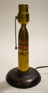 Vintage Lamp Made from Brass Ammunition Round.