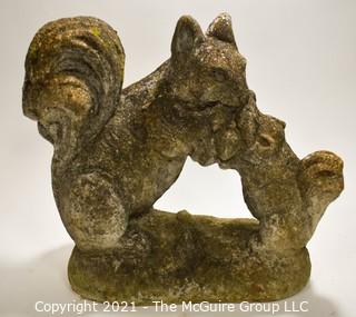 Cement Garden Statue of Squirrel; 15" wide x 14"Tall. 